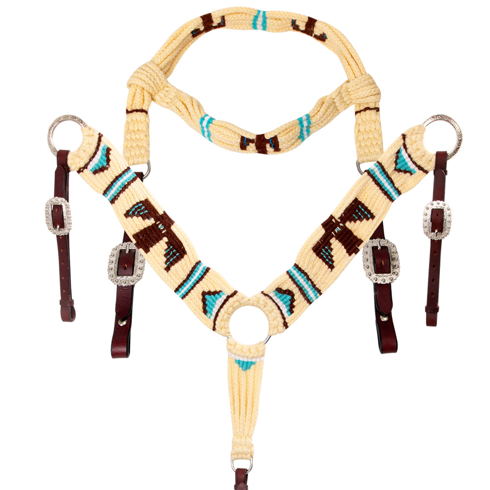 HILASON Horse 100% Wool Headstall Breast Collar Tack Woven Off White