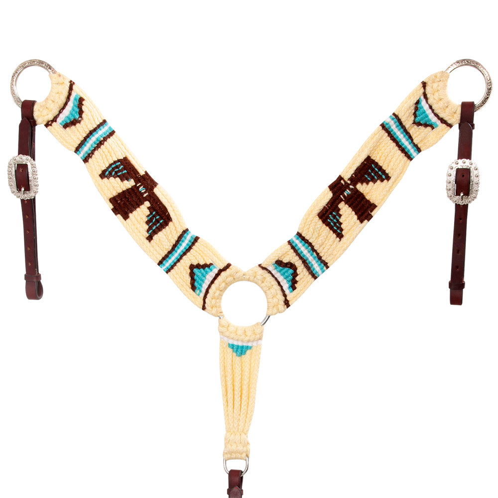 Hilason Horse 100% Wool Breast Collar Hand Woven Off White Western Tack with Leather Straps