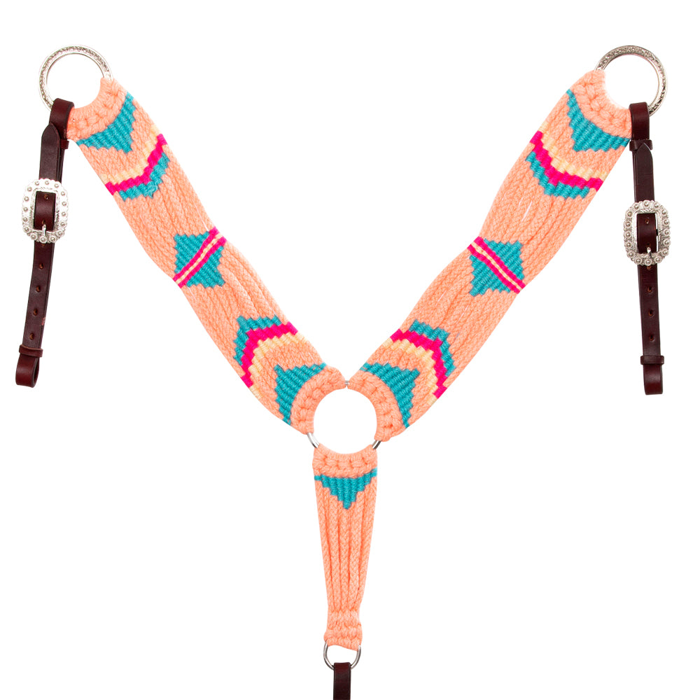 Hilason Horse 100% Wool Breast Collar Hand Woven Off White Western Tack with Leather Straps