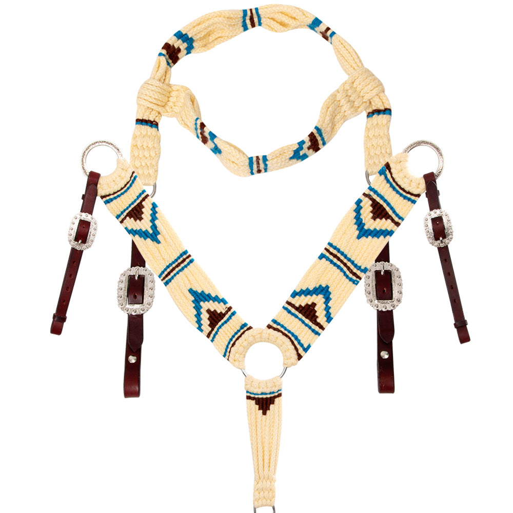 Hilason Horse 100% Wool Headstall Breast Collar Tack Woven Off White
