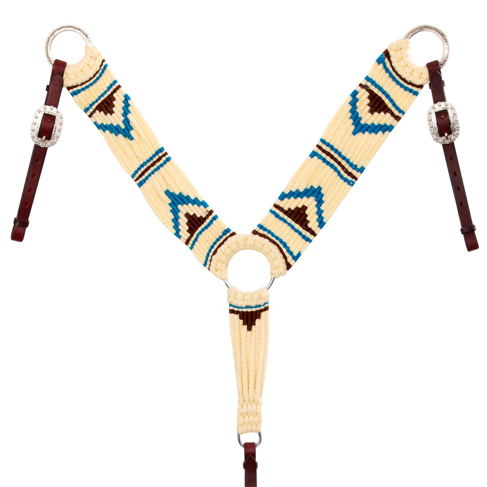 Hilason Horse 100% Wool Breast Collar Hand Woven Off White Western Tack with Leather Straps