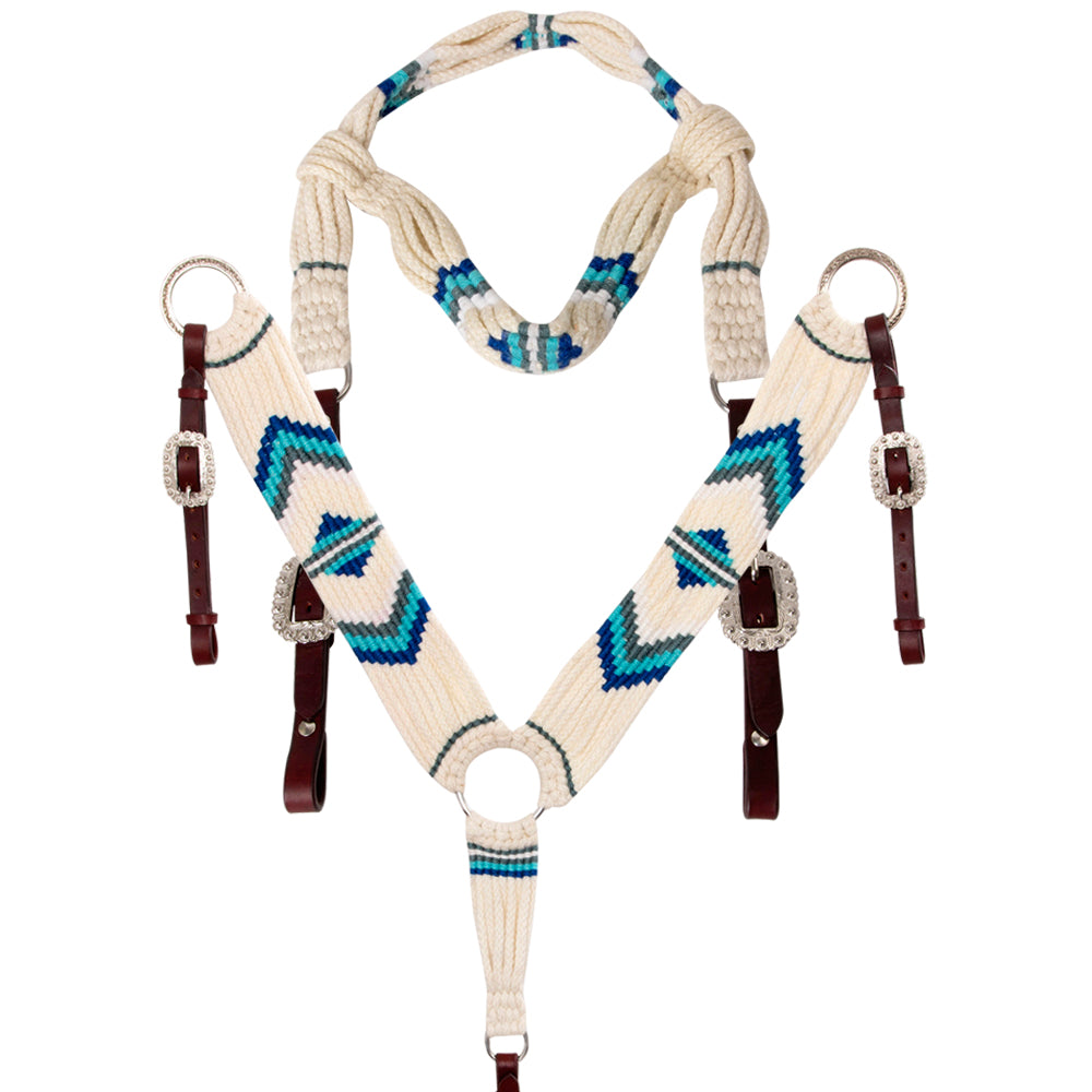 Hilason Horse 100% Wool Headstall Breast Collar Tack Woven Off White