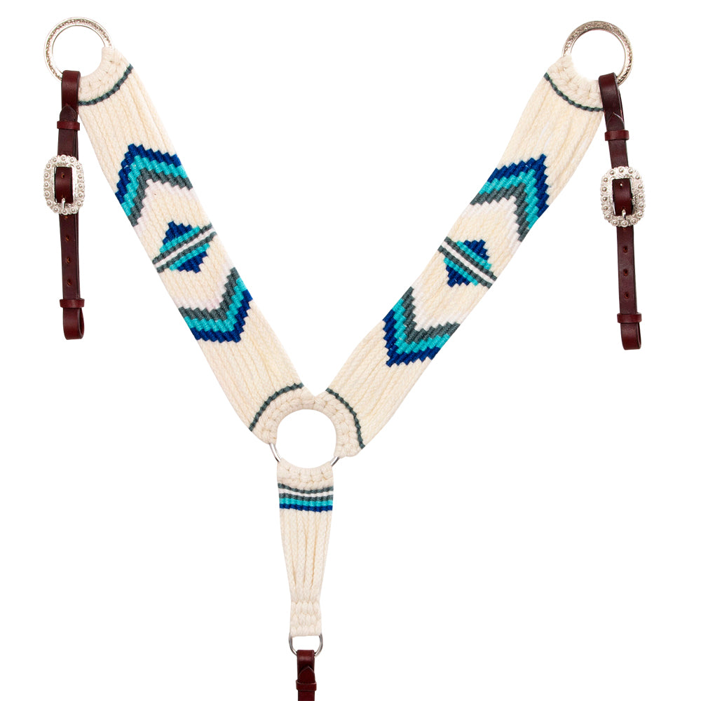 Hilason Horse 100% Wool Breast Collar Hand Woven Off White Western Tack with Leather Straps