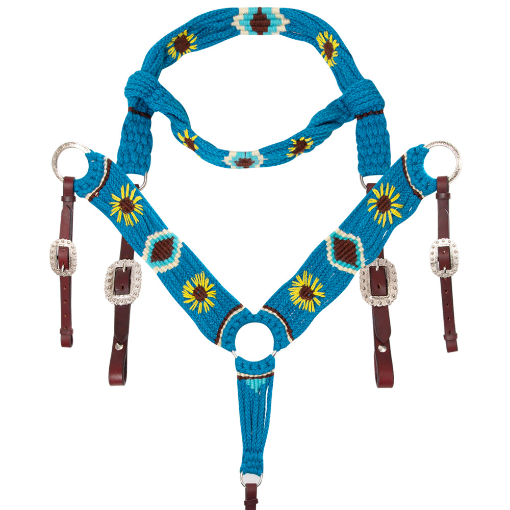 HILASON Horse 100% Wool Headstall Breast Collar Tack Woven Blue