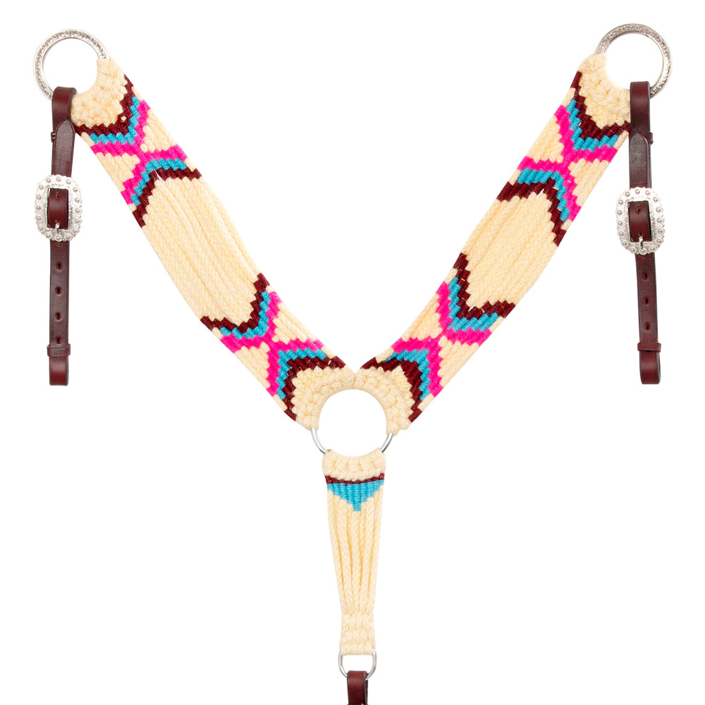Hilason Horse 100% Wool Breast Collar Hand Woven Off White Western Tack with Leather Straps