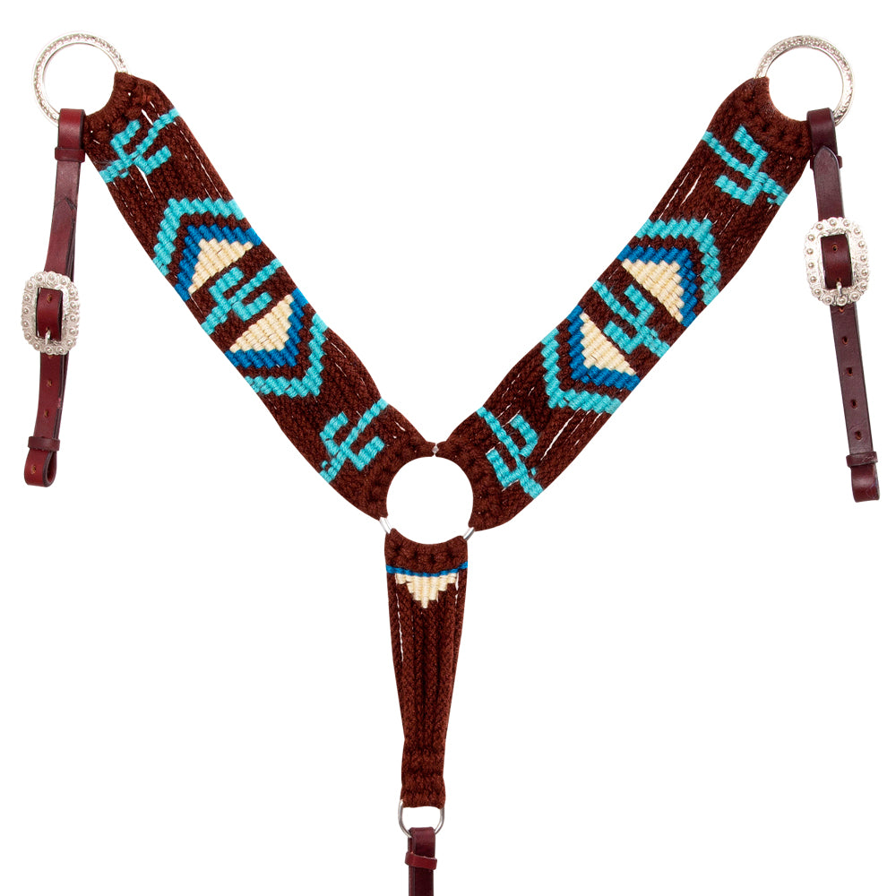 Hilason Horse 100% Wool Breast Collar Hand Woven Off White Western Tack with Leather Straps