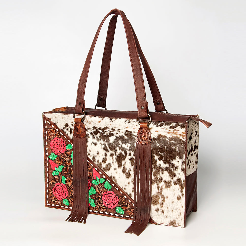 American Darling Tote Hand Tooled Hair on Genuine Leather Western Women Bag Handbag Purse | Travel Bags College Casual