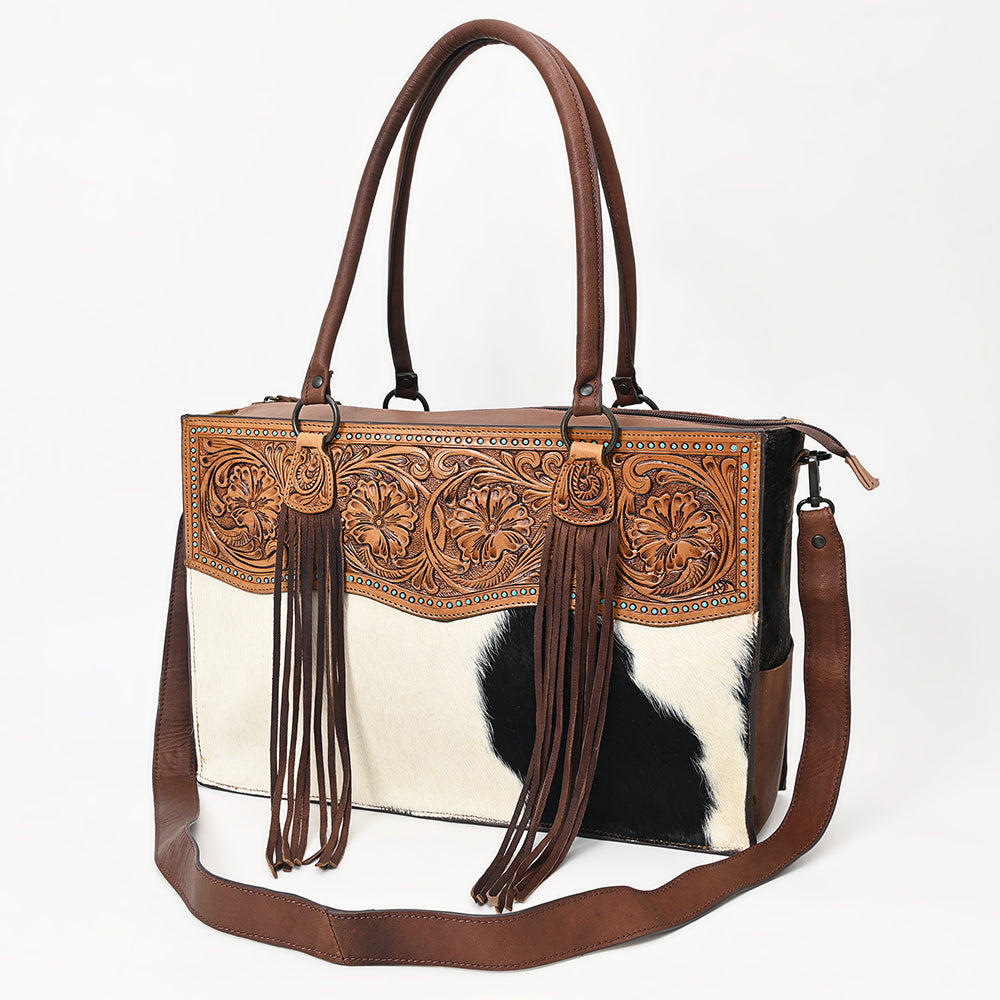 American Darling Tote Hand Tooled Hair on Genuine Leather Western Women Bag Handbag Purse | Travel Bags College Casual