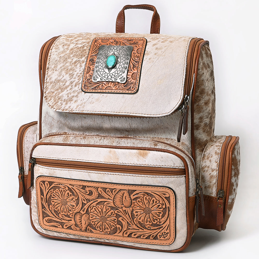 American Darling Backpack Hand Tooled Hair On Genuine Leather Western Women Bag Handbag Purse | for Laptop School