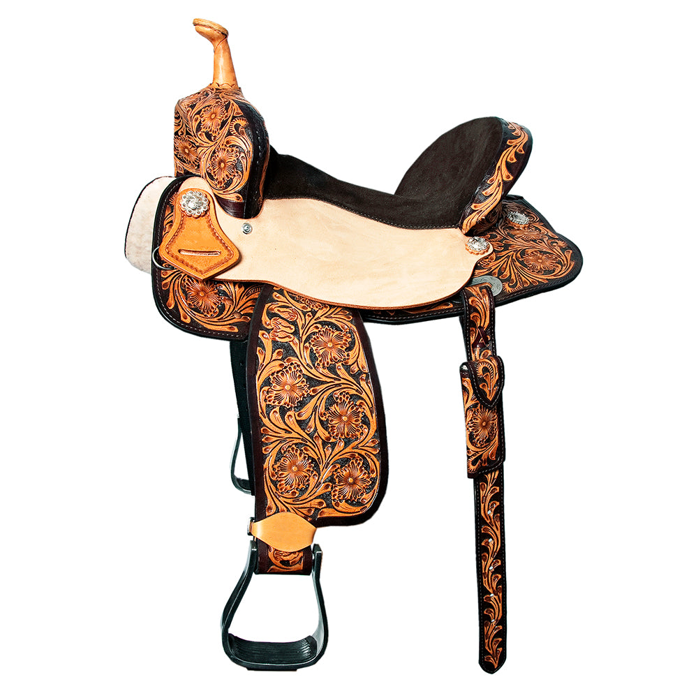 HILASON Flex Tree Western Horse Saddle in American Leather Barrel Trail | for Horses