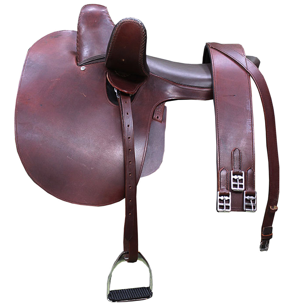 HILASON Western Horse Genuine Leather One Side Saddle Dark Brown
