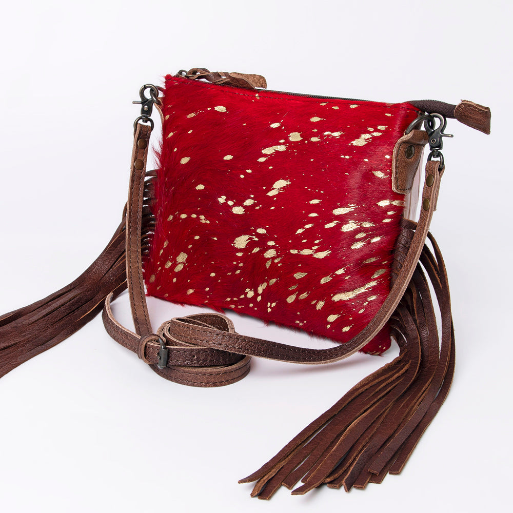 American Darling Western Small Crossbody Bag – Genuine Hair-On Cowhide Leather with Fringes, Adjustable Strap, Handcrafted in Texas