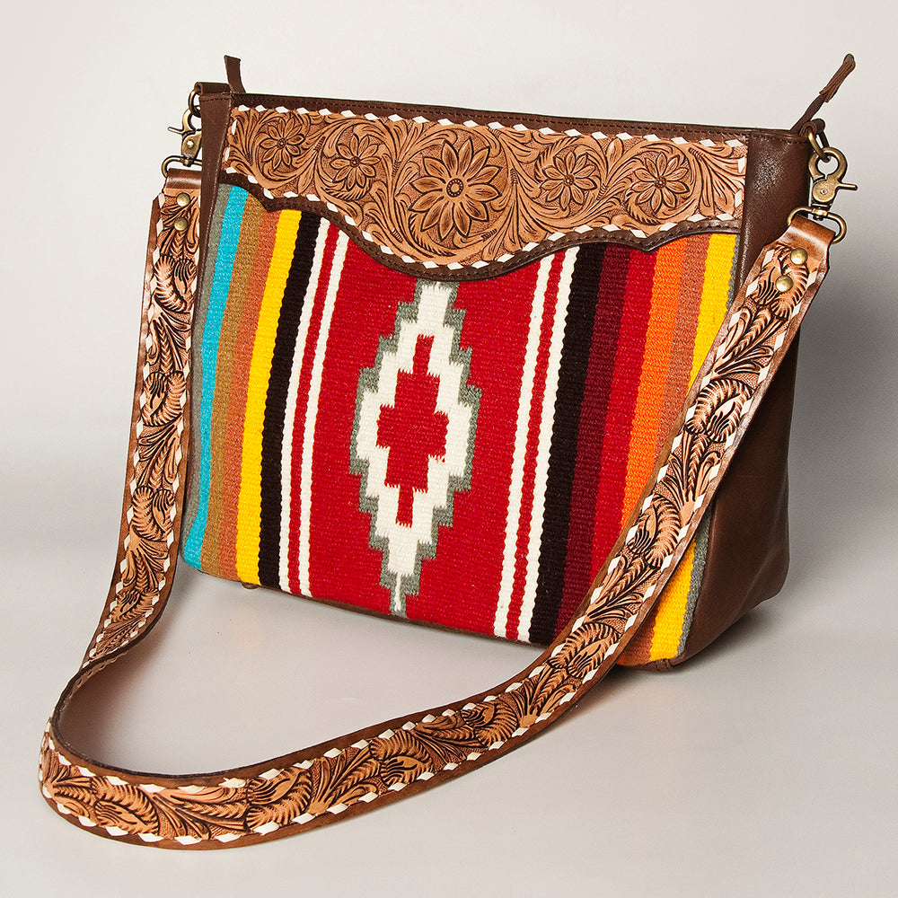 American Darling Messenger Saddle Blanket Genuine Leather Western Women Bag Handbag Purse | Crossbody for Cute