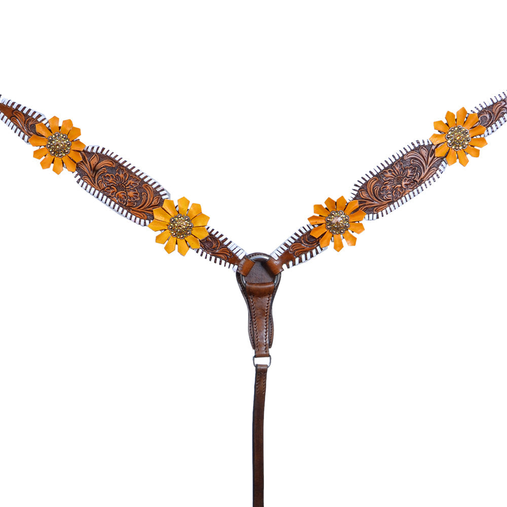 Hilason Western Horse Breast Collar Leather Bling Brown