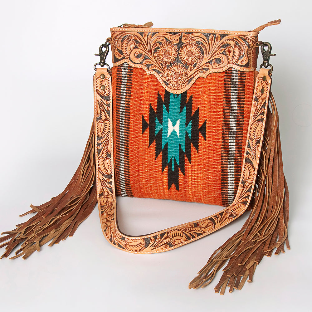 American Darling Large Crossbody Saddle Blanket Fabric Genuine Leather Western Women Bag Handbag Purse Travel Bags College