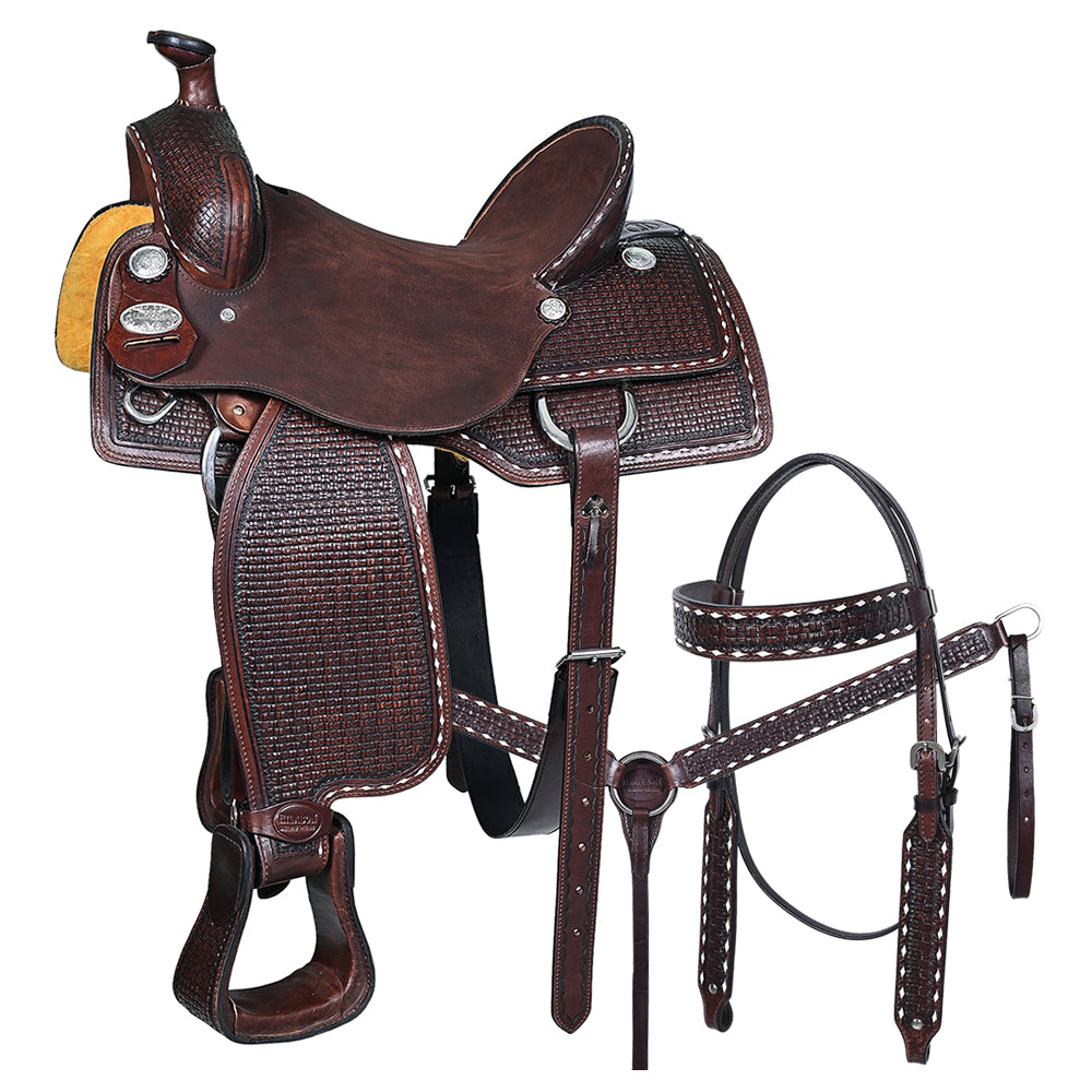 HILASON Western Horse Saddle Leather Ranch Roping Cowboy | Treeless for Horses Skirting