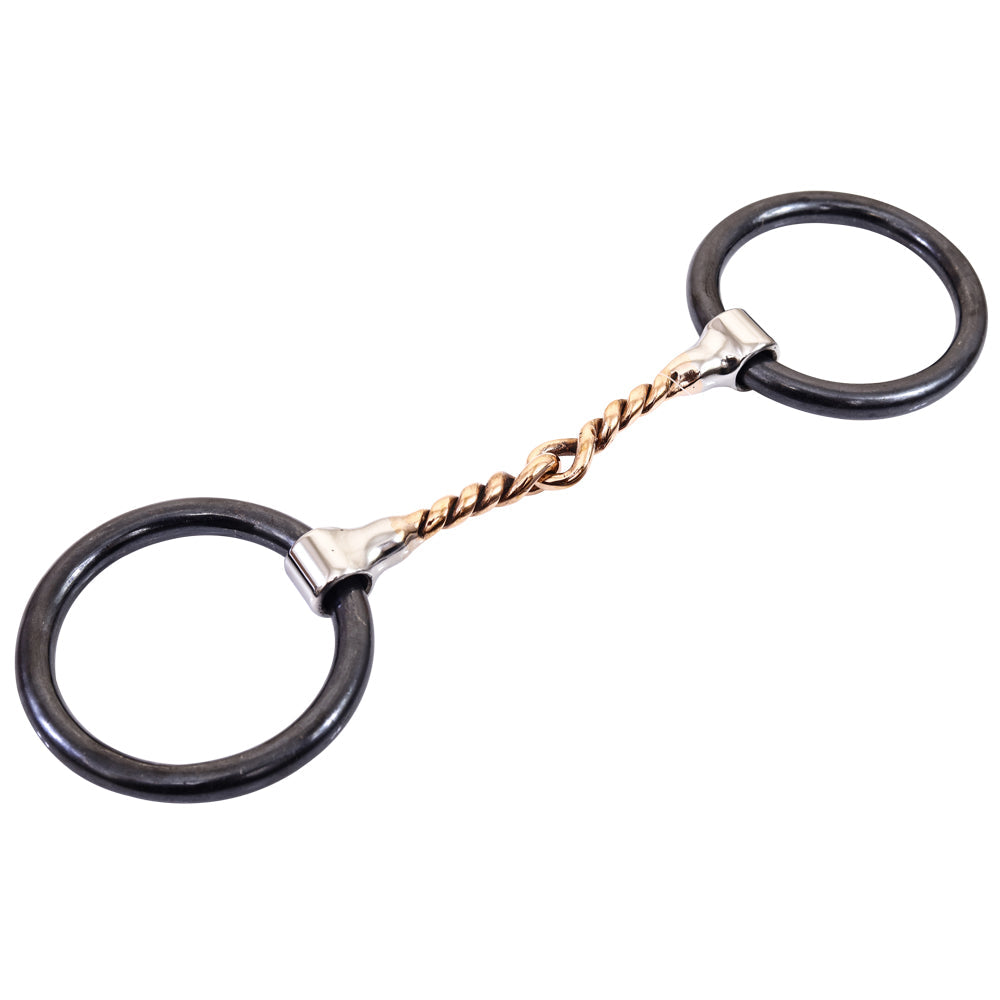 Bar H Equine Broken Twisted Wire Copper Mouth O Ring Snaffle Bit | Bits for Horses Horse and bridles