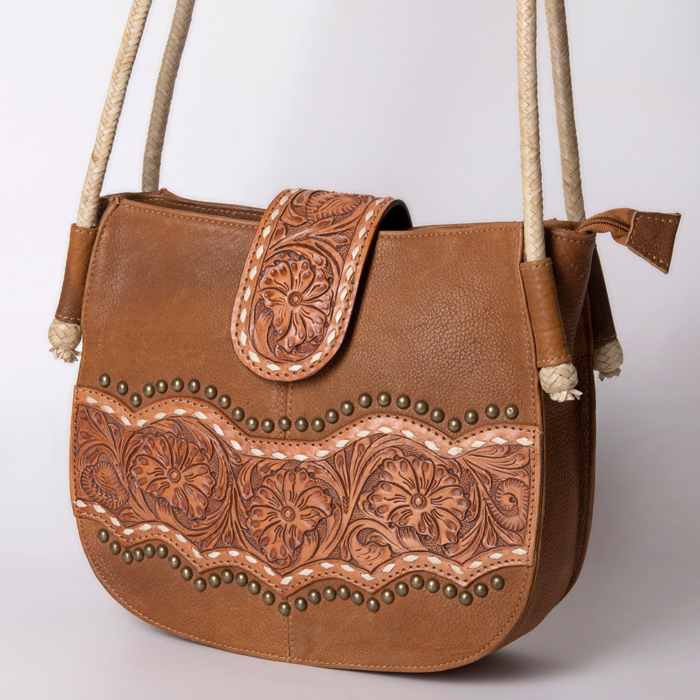 American Darling Messenger Hand Tooled Hair On Genuine Leather Western Women Bag Handbag Purse | Cute