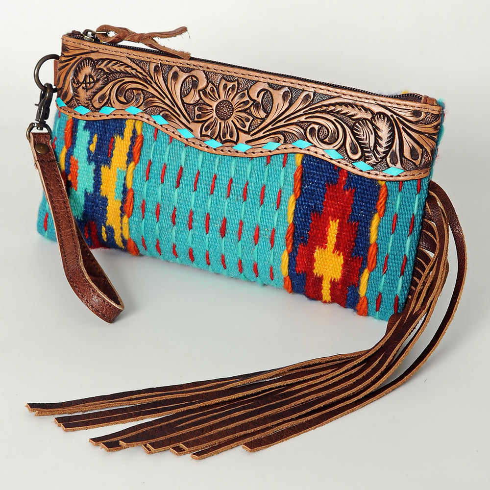 American Darling Wristlet Hair -On Saddle blanket Genuine Leather Western Women Bag | Handbag Purse Travel Clutch