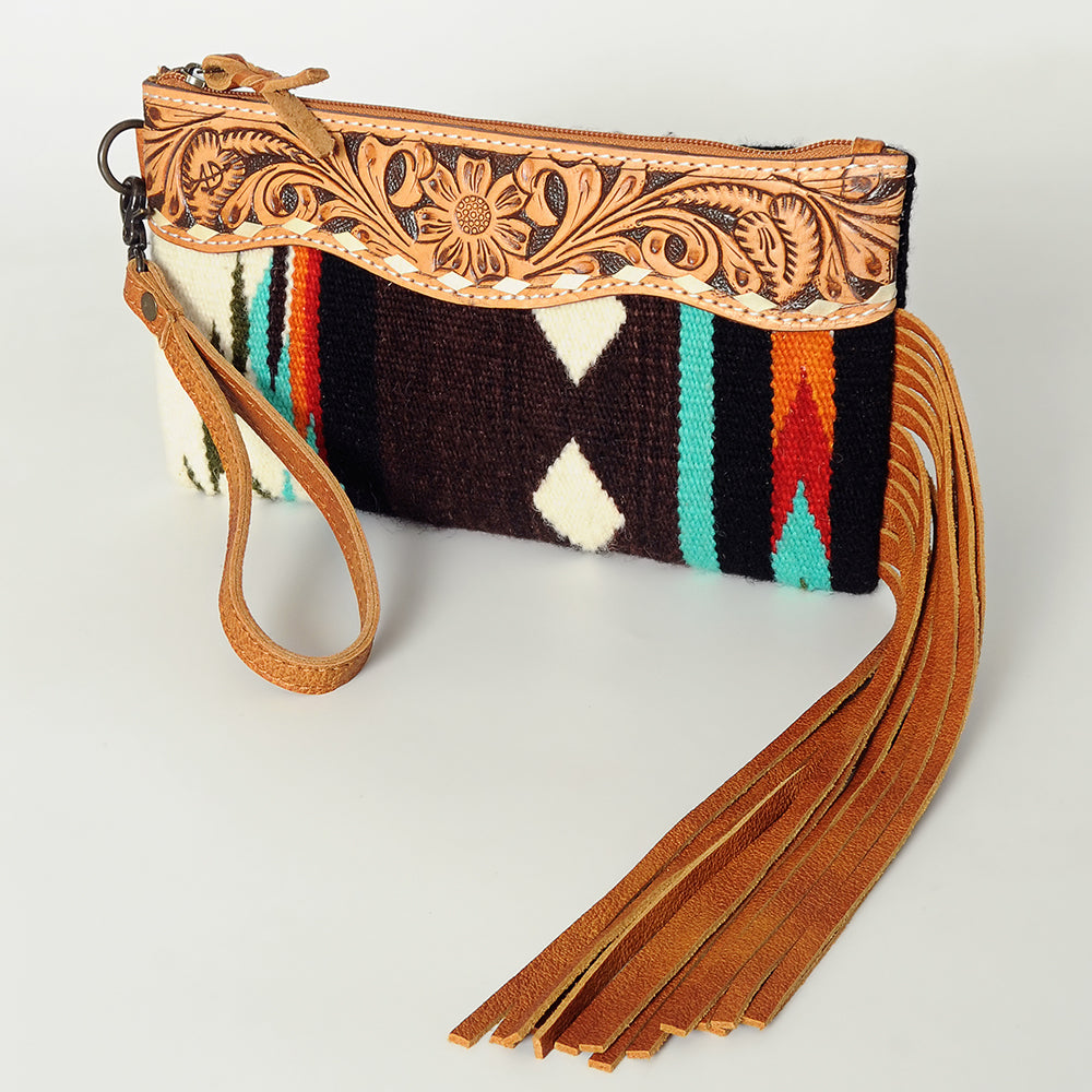 American Darling Wristlet Hair -On Saddle blanket Genuine Leather Western Women Bag | Handbag Purse Travel Clutch
