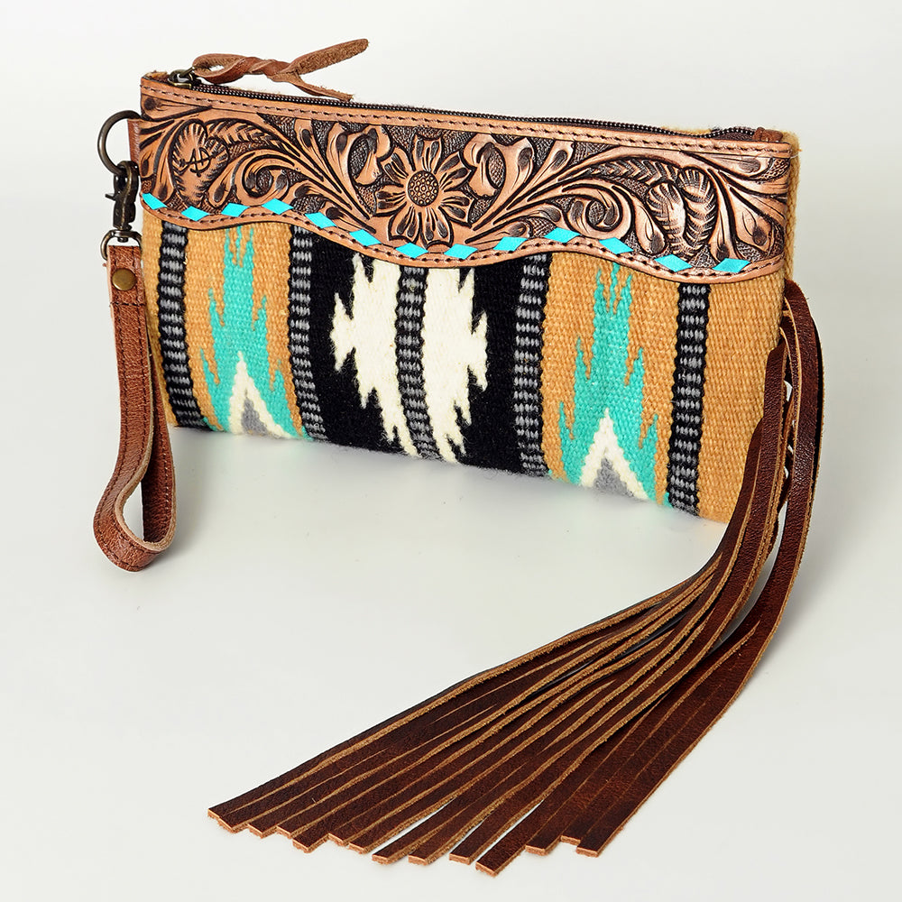 American Darling Wristlet Hair -On Saddle blanket Genuine Leather Western Women Bag | Handbag Purse Travel Clutch