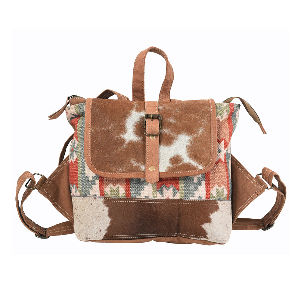 OHLAY Backpack Upcycled Canvas Hair-On Genuine Leather Women Bag Western Handbag Purse Womens Handbags Belt for Purses Summer