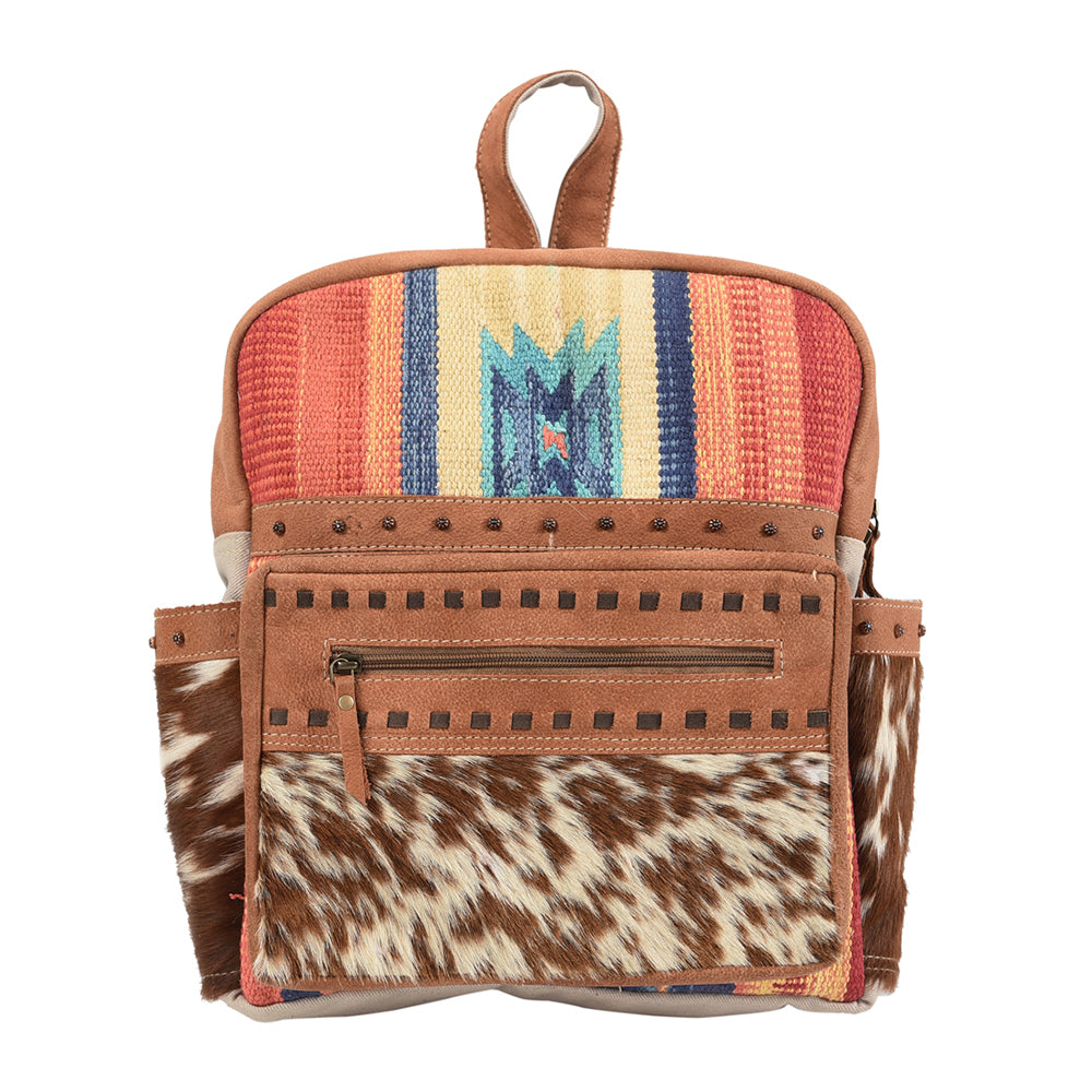 OHLAY Backpack Upcycled Canvas Hair-On Genuine Leather Women Bag Western Handbag Purse Womens Handbags Belt for Purses Summer