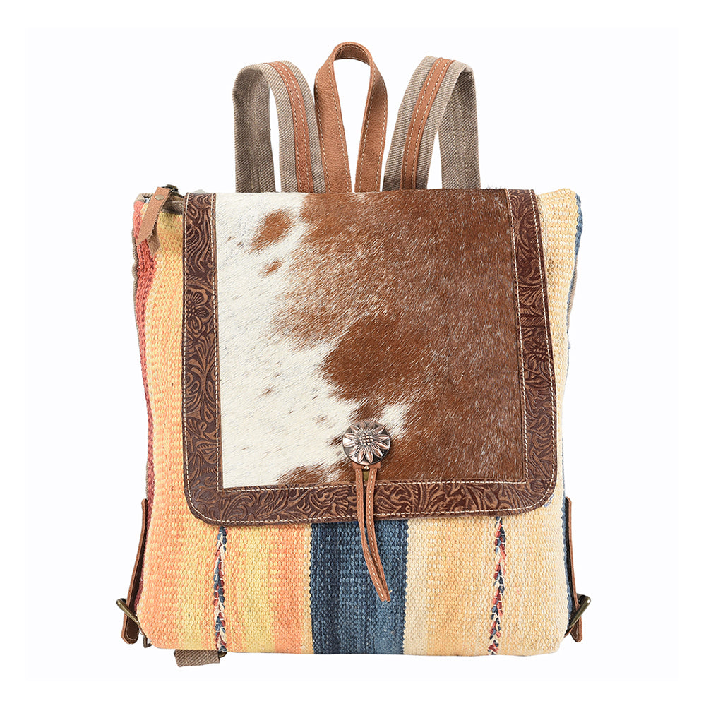 OHLAY Backpack Hand Tooled Upcycled Canvas Hair-On Genuine Leather Women Bag Western Handbag Purse Womens Handbags