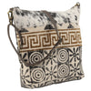 OHLAY Cross Body Upcycled Wool Canvas Embossed Hair-On Genuine Leather Women Bag Western Handbag Purse Womens Handbags