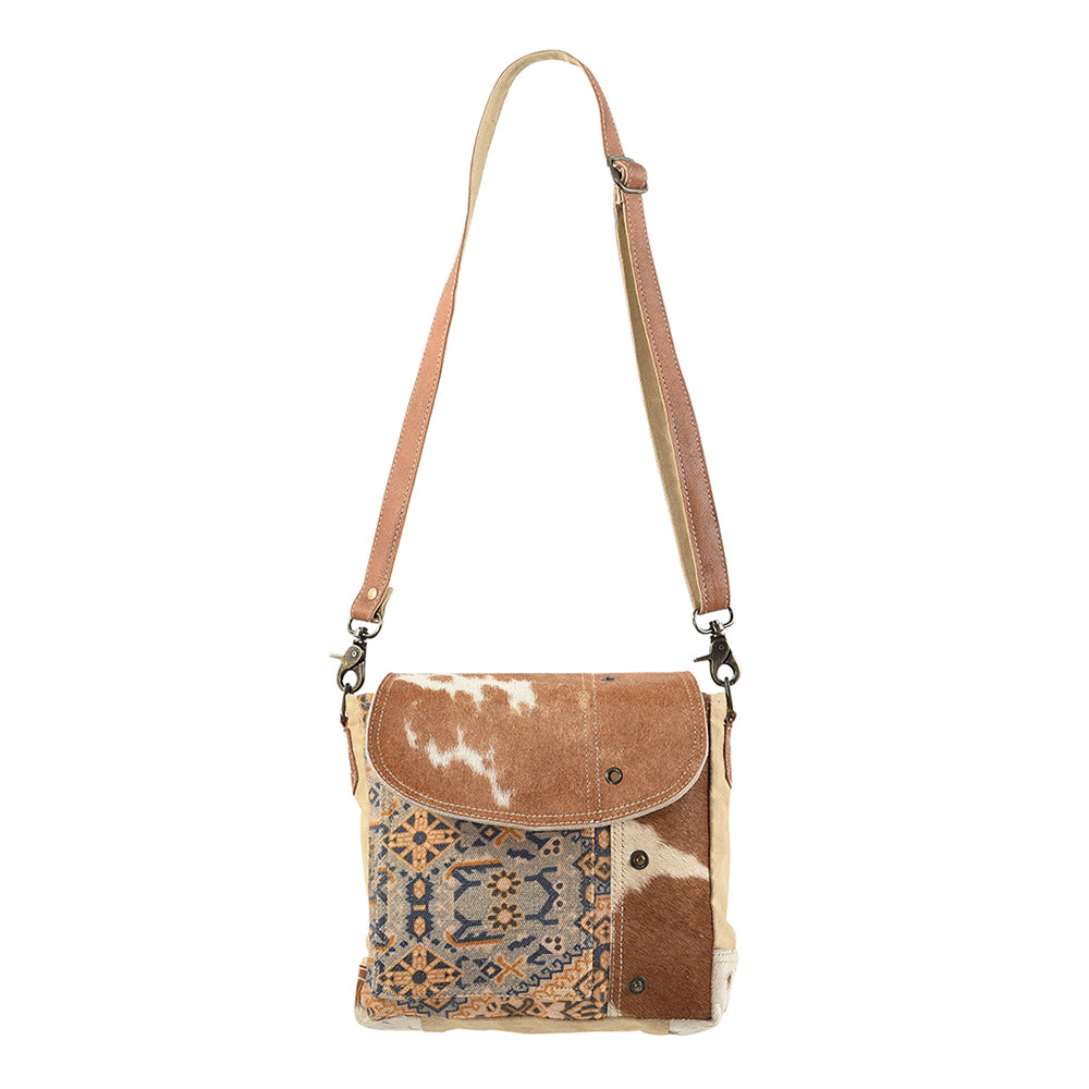 OHLAY Messenger Upcycled Wool Canvas Hair-on Genuine Leather women bag western handbag purse