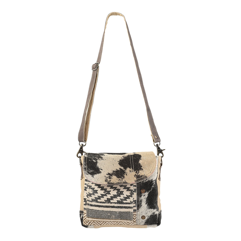 OHLAY Large Crossbody Upcycled Wool Canvas Hair-on Genuine Leather women bag western handbag purse