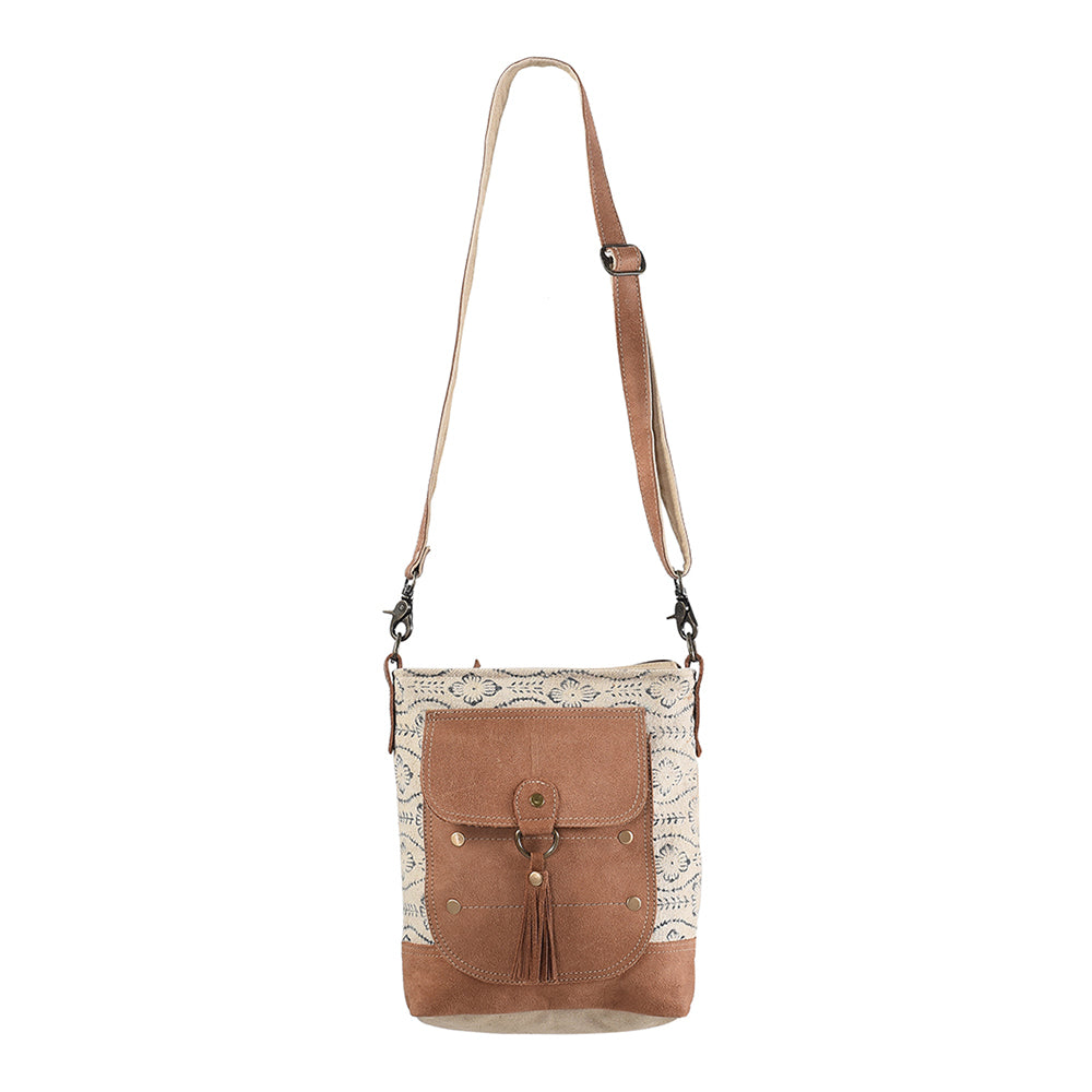 OHLAY Large Crossbody Upcycled Canvas Genuine Leather women bag western handbag purse