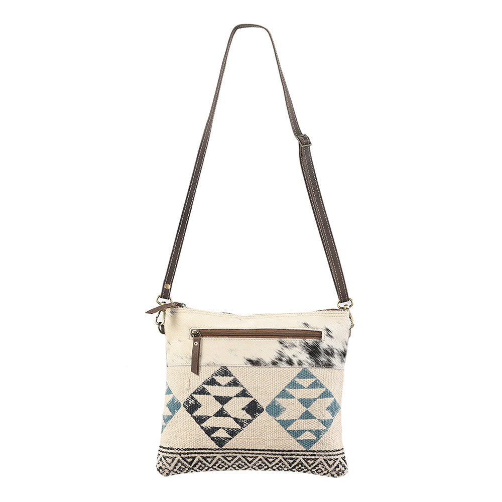 OHLAY Cross Body Upcycled Wool Canvas Embossed Hair-On Genuine Leather Women Bag Western Handbag Purse Womens Handbags