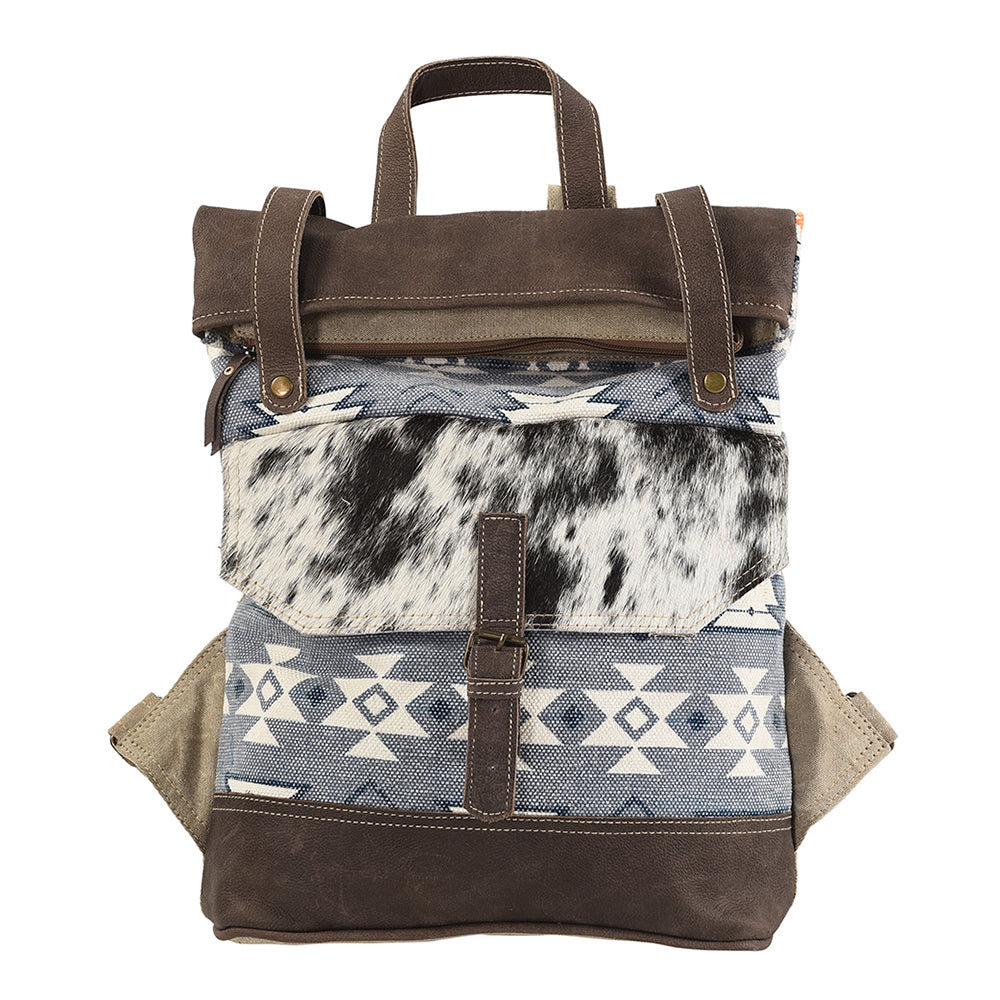 OHLAY Backpack Upcycled Canvas Hair-On Genuine Leather Women Bag Western Handbag Purse Womens Handbags Belt for Purses Summer