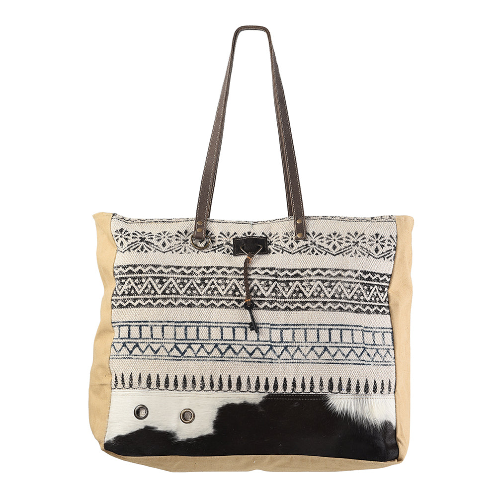 OHLAY KB167 TOTE Upcycled Wool Canvas Hair-on Genuine Leather women bag western handbag purse