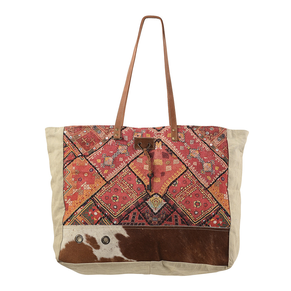 OHLAY KB168 TOTE Upcycled Wool Canvas Hair-on Genuine Leather women bag western handbag purse