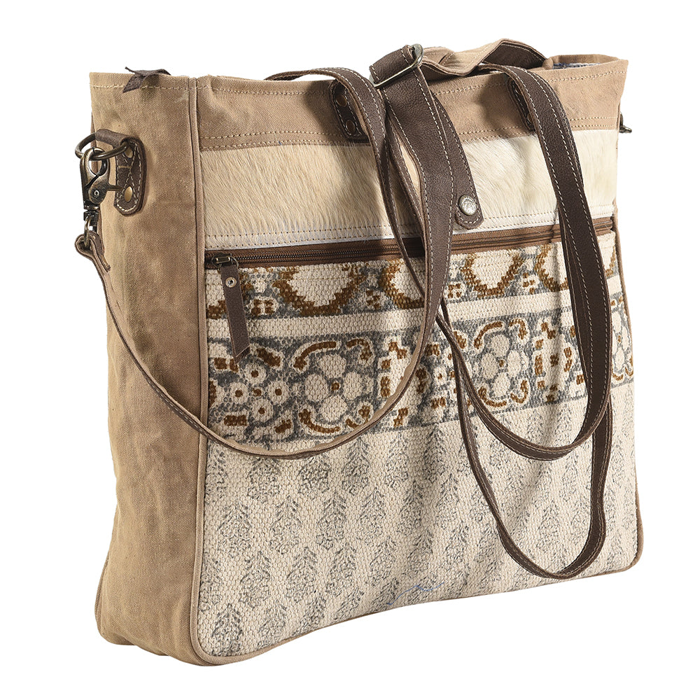 OHLAY KB185 TOTE Upcycled Wool Canvas Hair-on Genuine Leather women bag western handbag purse