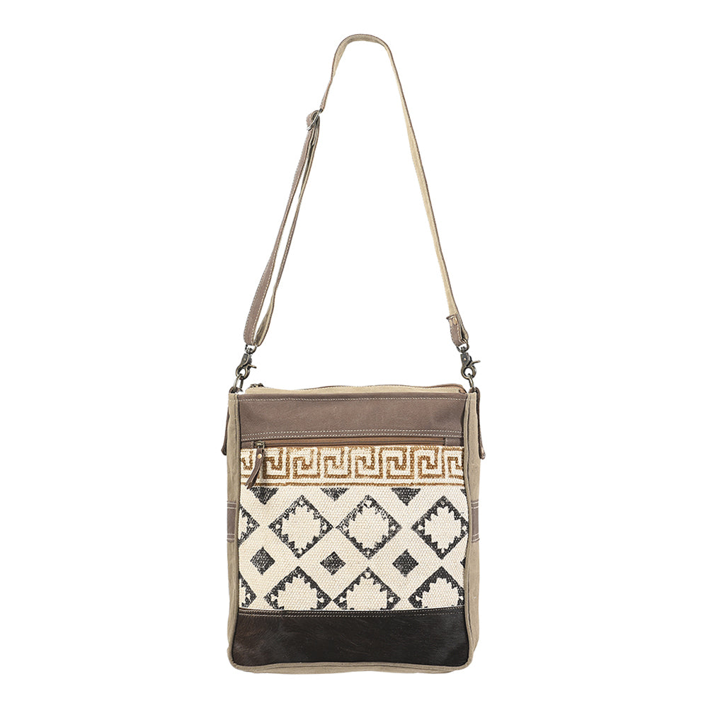 OHLAY Large Crossbody Upcycled Wool Canvas Genuine Leather women bag western handbag purse