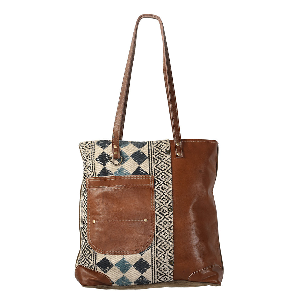 OHLAY KB194 TOTE Upcycled Wool Canvas Genuine Leather women bag western handbag purse