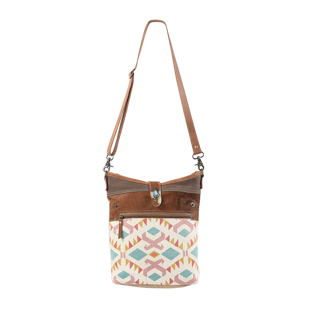 OHLAY Large Crossbody Upcycled Canvas Hair-on Genuine Leather women bag western handbag purse