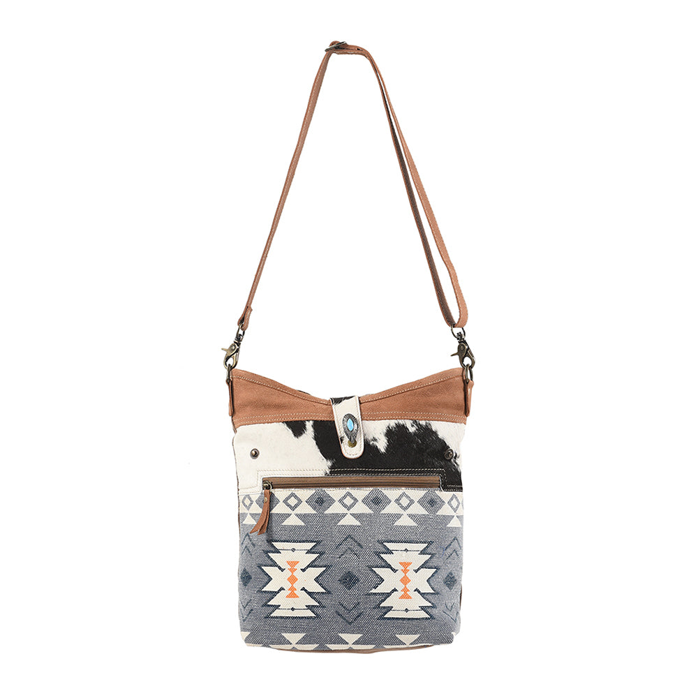 OHLAY Large Crossbody Upcycled Canvas Hair-on Genuine Leather women bag western handbag purse