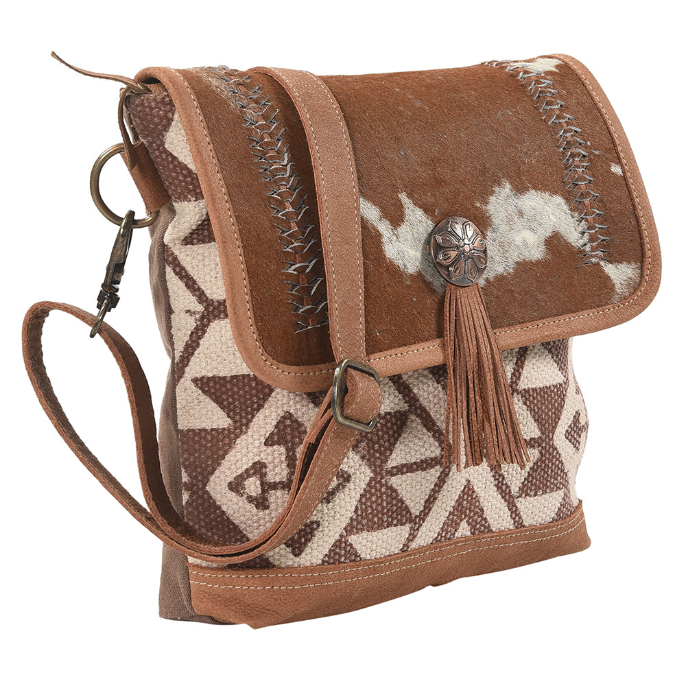 OHLAY Messenger Upcycled Wool Canvas Hair-on Genuine Leather women bag western handbag purse
