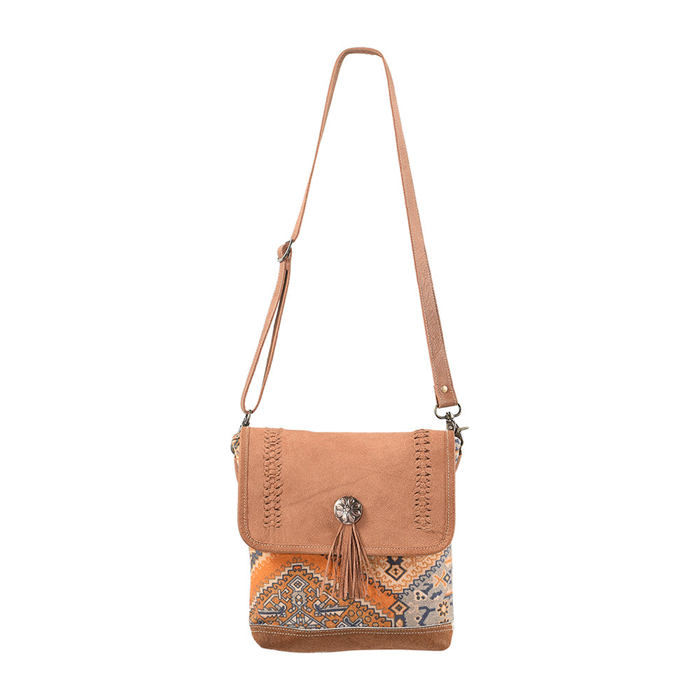 OHLAY Messenger Upcycled Canvas Hair-on Genuine Leather women bag western handbag purse