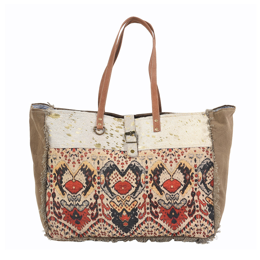 OHLAY KB229 TOTE Upcycled Wool Canvas Hair-on Genuine Leather women bag western handbag purse
