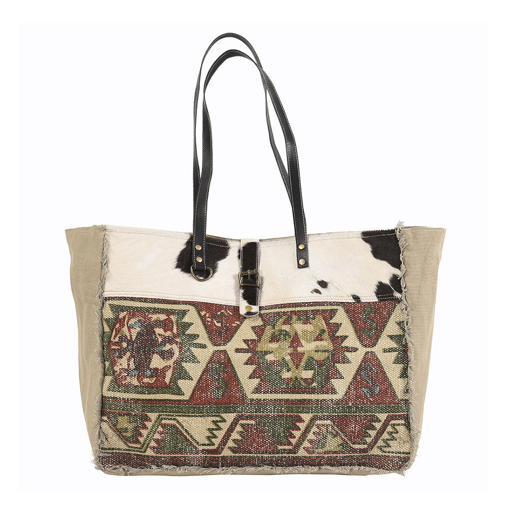 OHLAY KB230 TOTE Upcycled Wool Canvas Hair-on Genuine Leather women bag western handbag purse