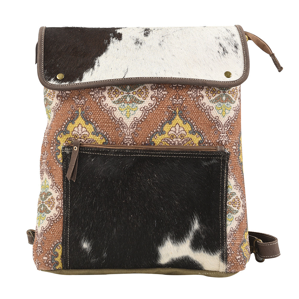 OHLAY Backpack Upcycled Canvas Hair-On Genuine Leather Women Bag Western Handbag Purse Womens Handbags Belt for Purses Summer