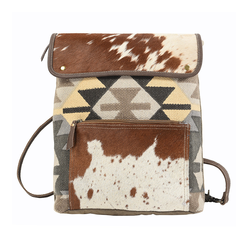 OHLAY Backpack Upcycled Canvas Hair-On Genuine Leather Women Bag Western Handbag Purse Womens Handbags Belt for Purses Summer