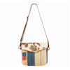 OHLAY Cross Body Upcycled Wool Canvas Embossed Hair-On Genuine Leather Women Bag Western Handbag Purse Womens Handbags