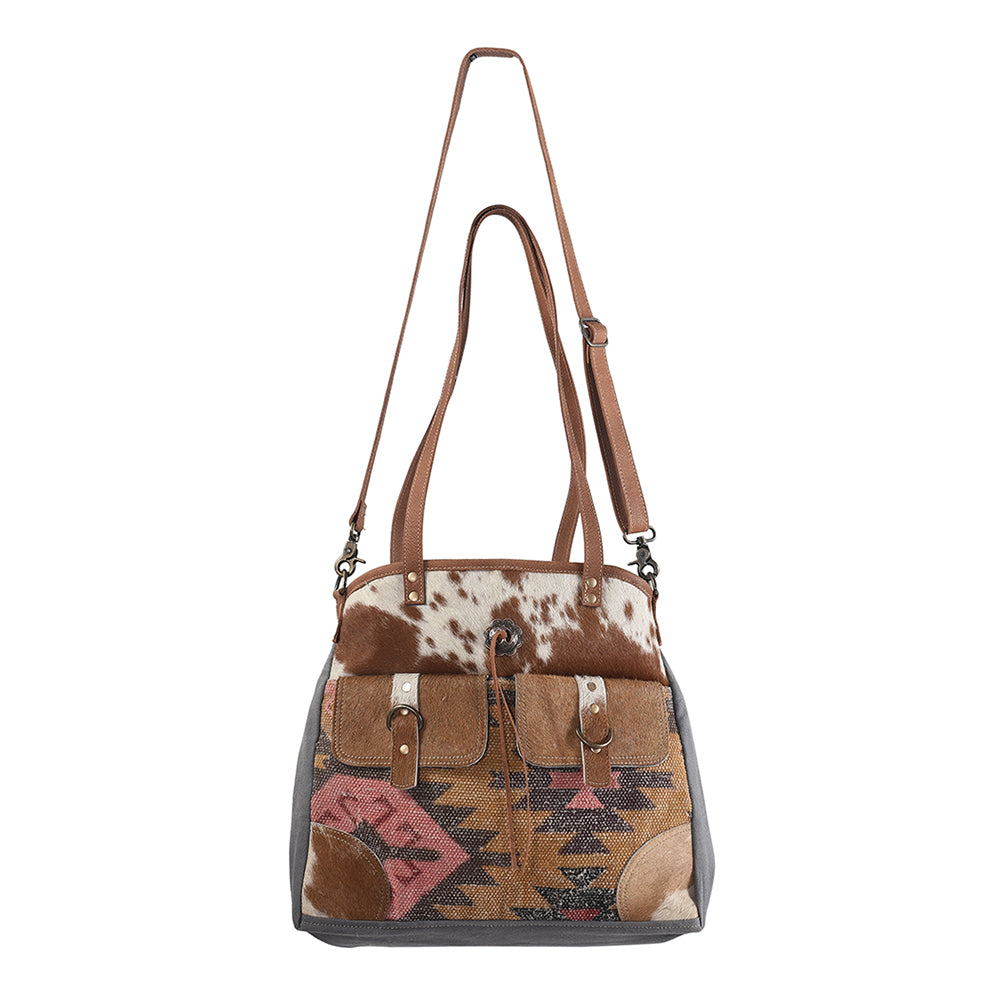 OHLAY KB252 TOTE Upcycled Wool Canvas Hair-on Genuine Leather women bag western handbag purse