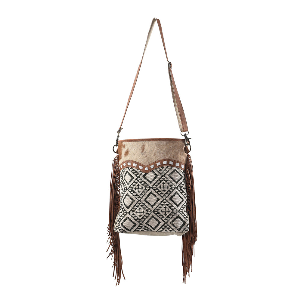 OHLAY Large Crossbody Upcycled Wool Canvas Hair-on Genuine Leather women bag western handbag purse